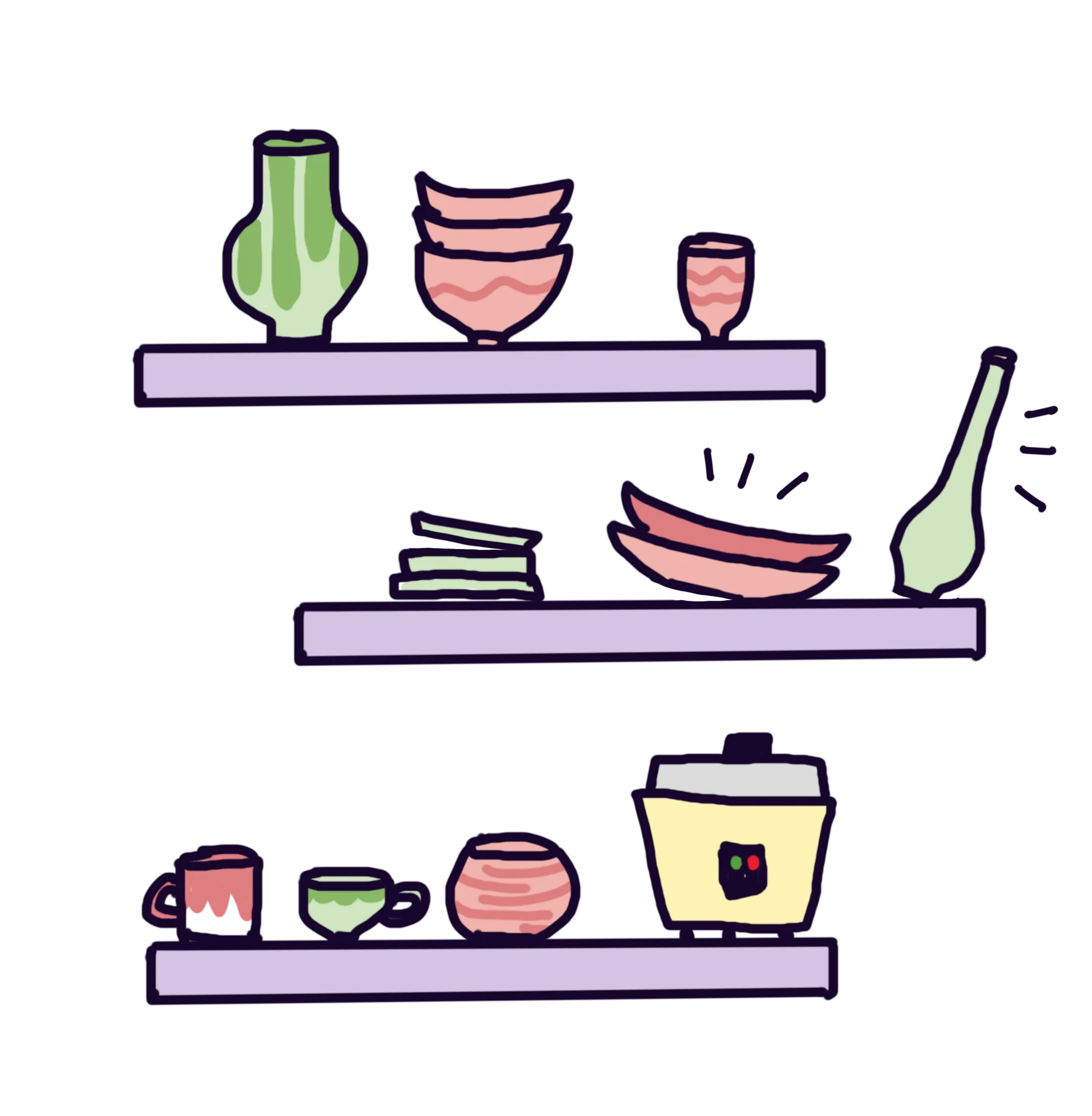 Pottery shelf animated